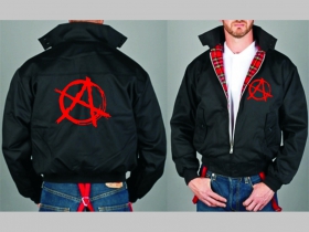 Anarchy áčko v krúžku Bunda Harrington s hrejivou podšívkou farby RED TARTAN, obojstranné logo (s kapucou iba v čiernej farbe je za 42,90euro!!)